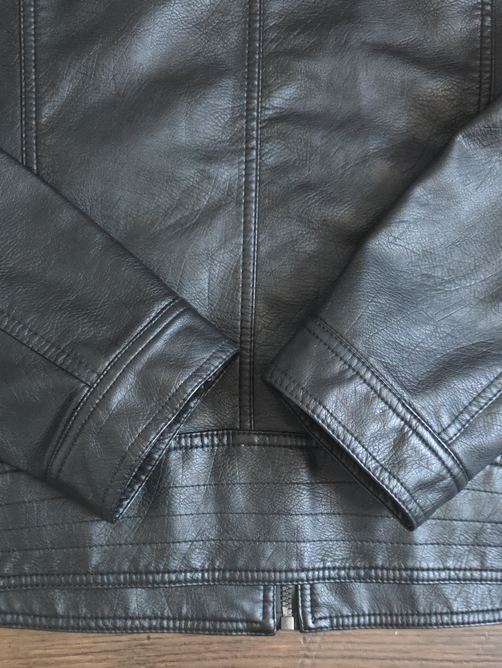 Hard EDGE•  Black Leather Motorcycle Jacket with Cream Shoulder Accents - Picture 11 of 11